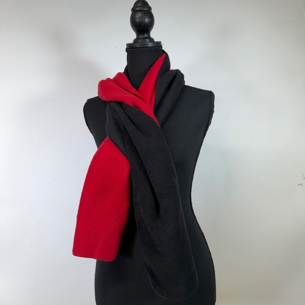 Country Line Fleece Scarves Black Red Soft Winter Warm Neckwear Womens